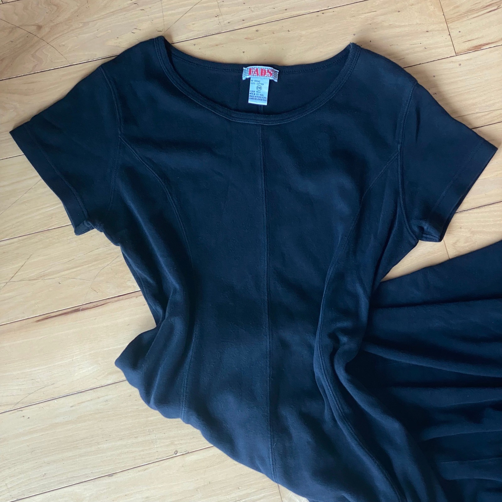 FADS 80s/90s Vintage Minimalist Black Tshirt Midi Dress Quiet Luxury Chic – PM