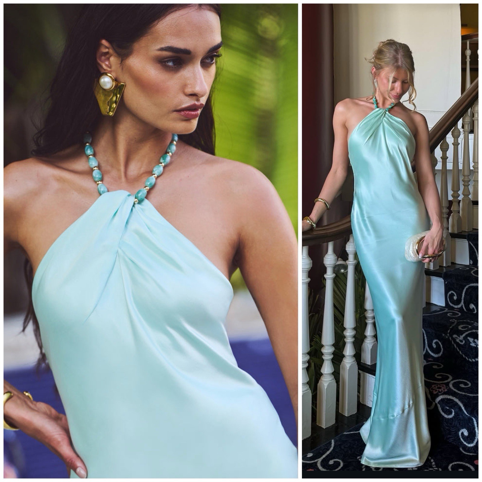 NWT Retrofête Anat Long Maxi Gown Dress in Eucalyptus Size Women’s Medium
