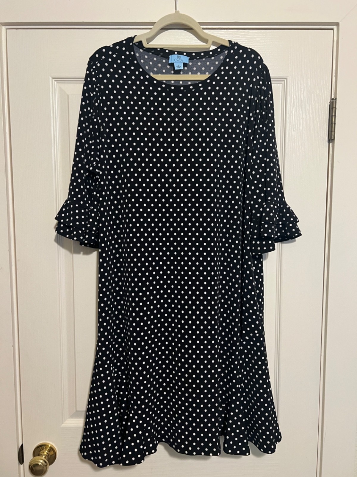 Plus Size CeCe Women’s Black dress with white polka dots – 2X