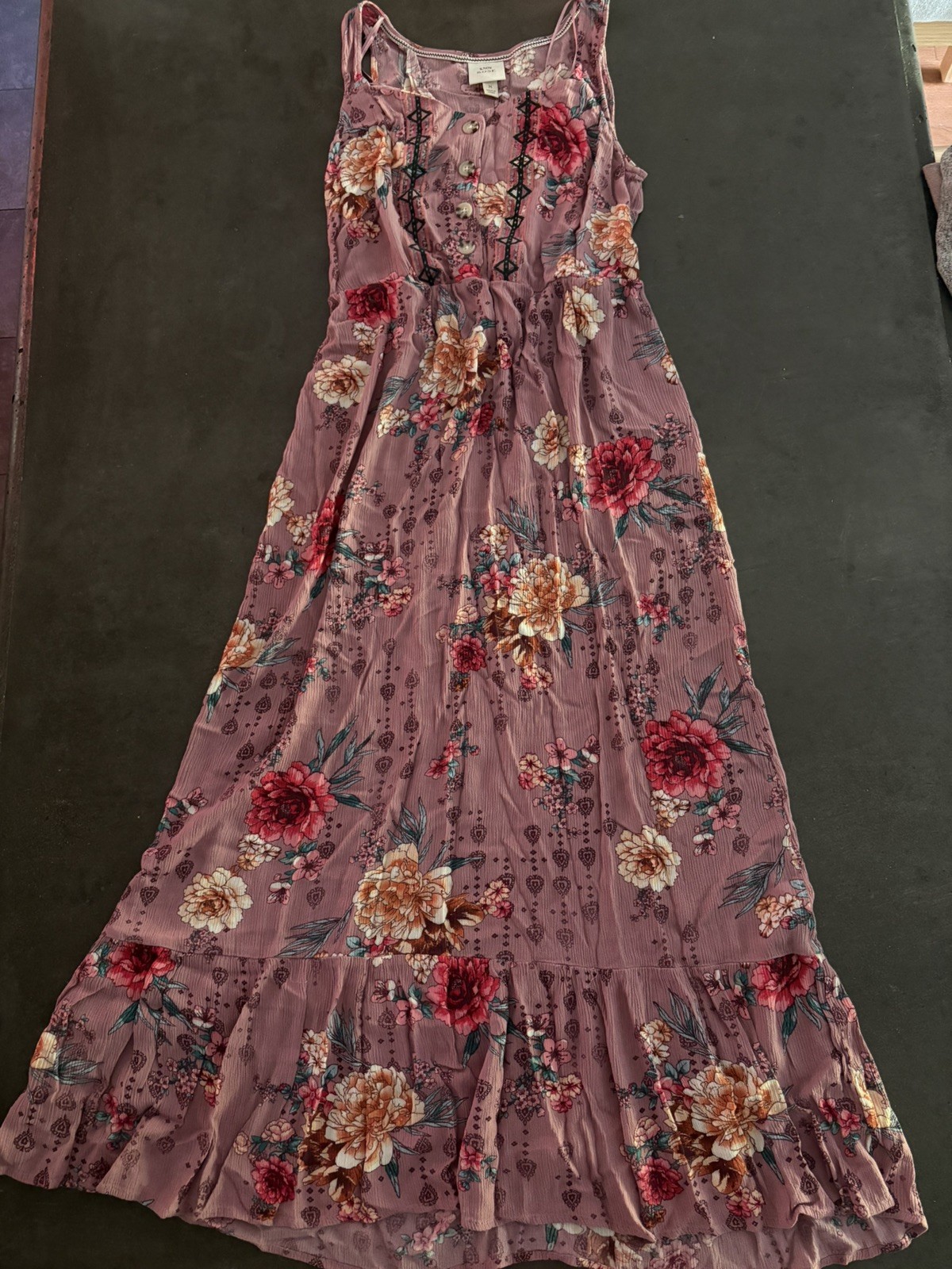 Knox Rose Floral Long Dress Maxi Pink Floral Sleeveless Buttoned Homestead Farm