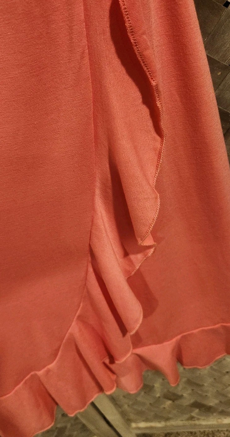 Women’s Short Sleeve Open Crew Neck Ruffled Hem Ponte Shift Dress Large