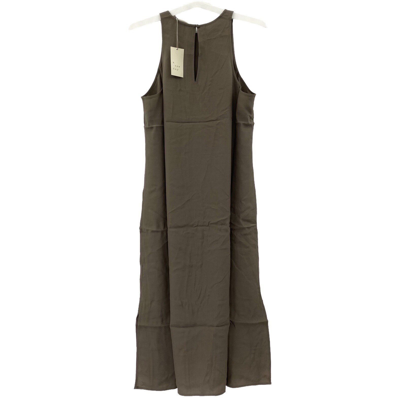 A New Day Womens Size M Midi Sleeveless Bodycon Dress Keyhole Back Brown