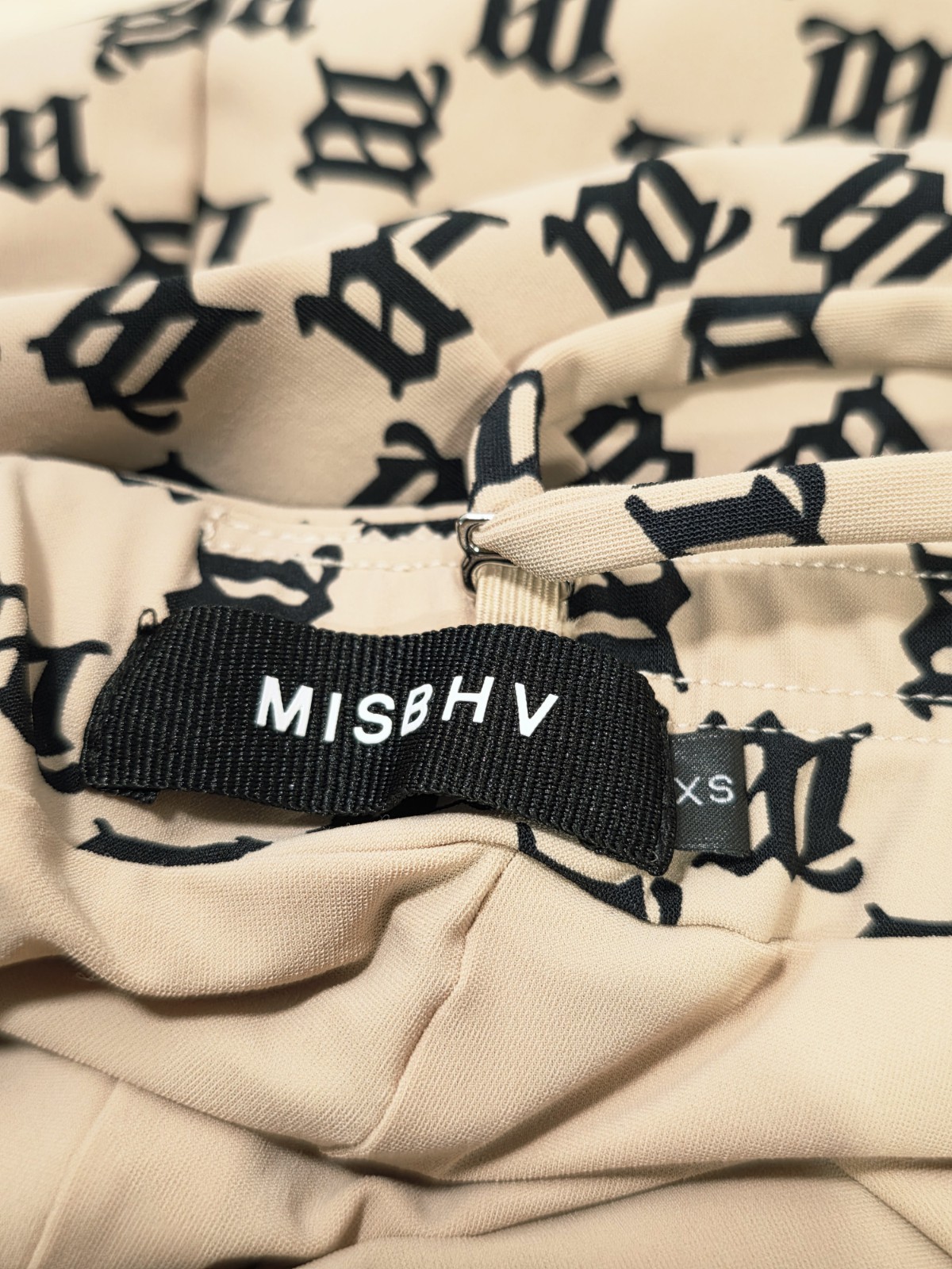MISBHV Beige & Black Logo Monogram Mini Dress XS