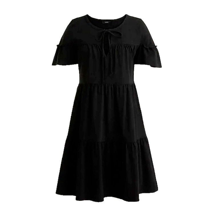 J. Crew Black Flutter Sleeve V-Neck Mini Sun Dress XS NWT 100% Cotton LBD
