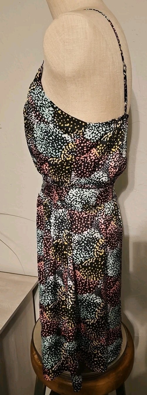 Vintage Havana MEDIUM Spaghetti Strap Black, Speckles Belted Dress