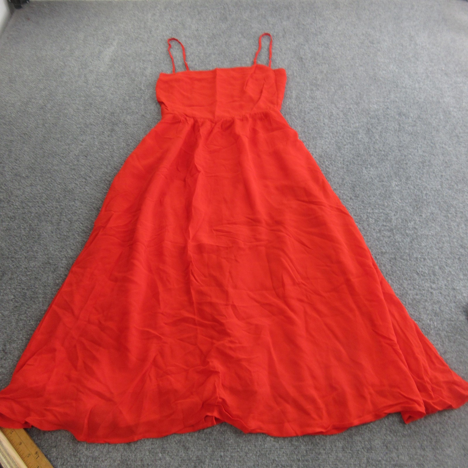Reformation Dress Womens 6 Red Viscose Maxi Smocked Strap Sundress A Line