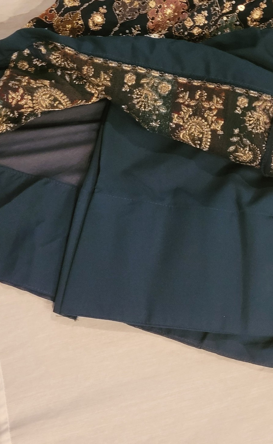 Embroidered Georgette Gown in Dark Teal Green Made in India perfect for weddings