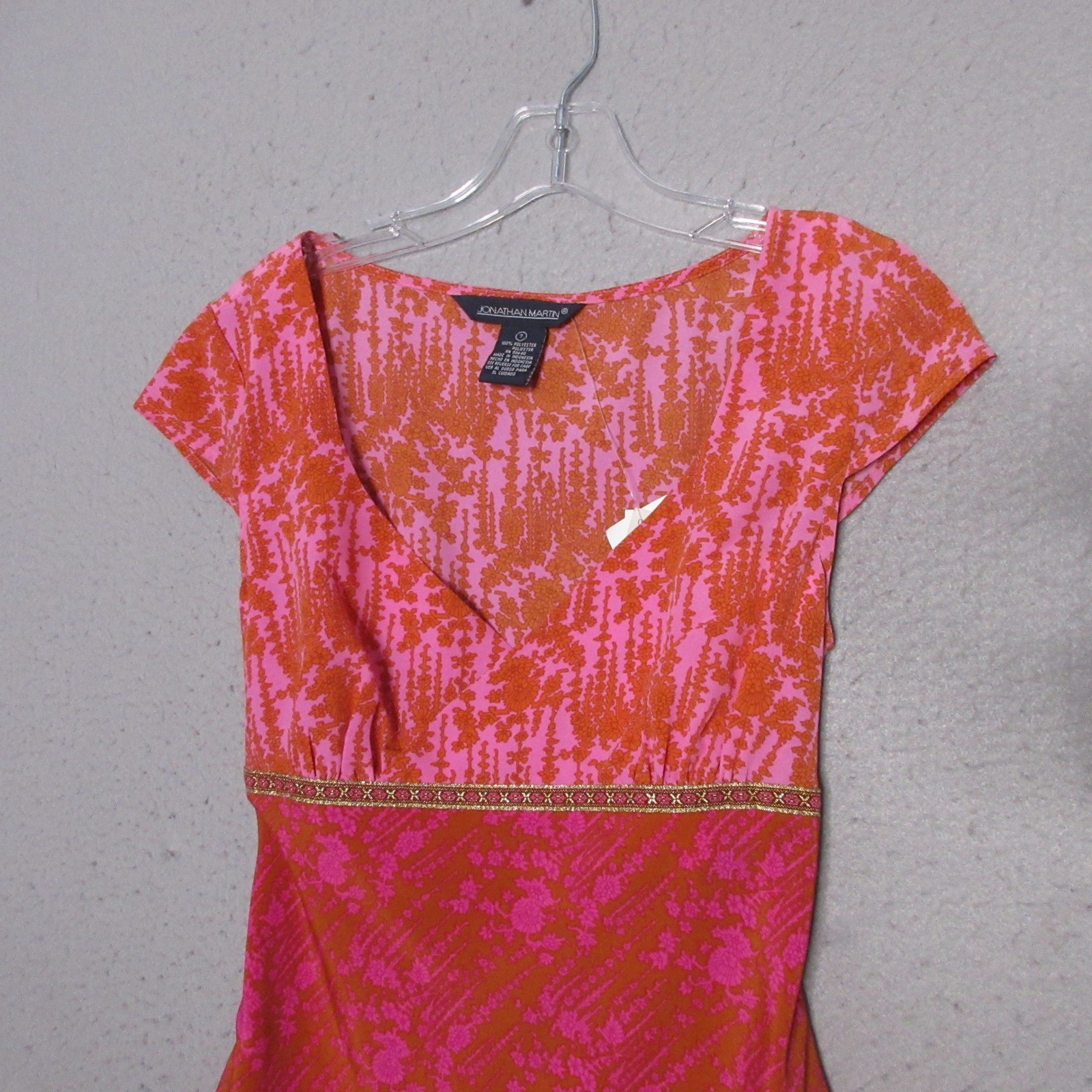 Vintage Jonathan Martin Dress 7 Pink Orange Floral Fairy Boho Y2K Coquette NWT