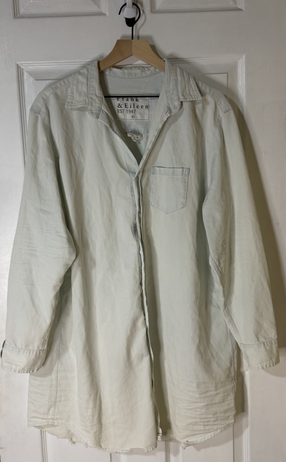 Frank & Eileen Mary Shirtdress Famous Denim Classic Blue Tattered Wash XL $244