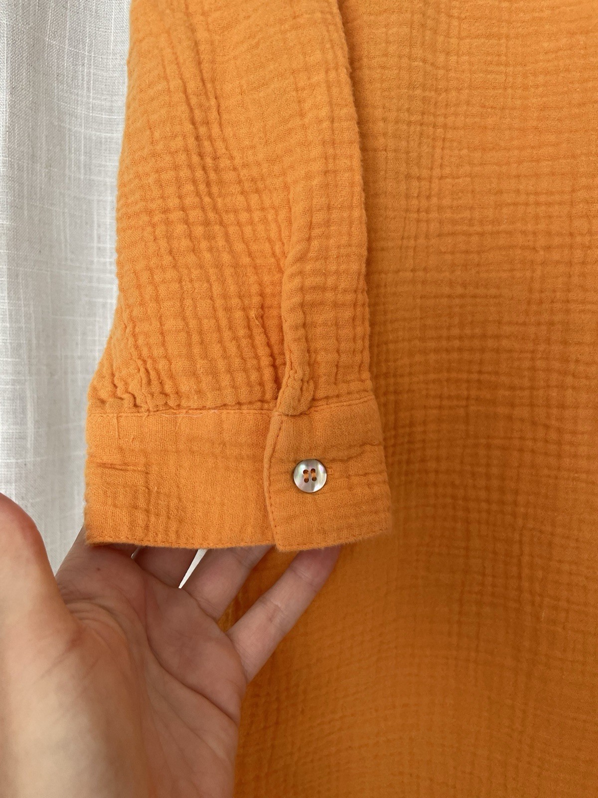 Magaschoni 100% Organic Cotton Waffle Knit Orange Maxi Shirt Dress Size S
