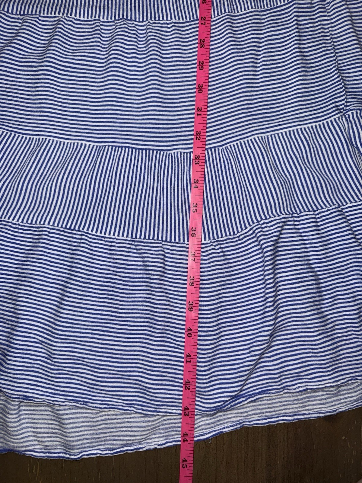 Cactus + Pearl Blue White Striped Tiered Midi Dress Women’s L (see Description)
