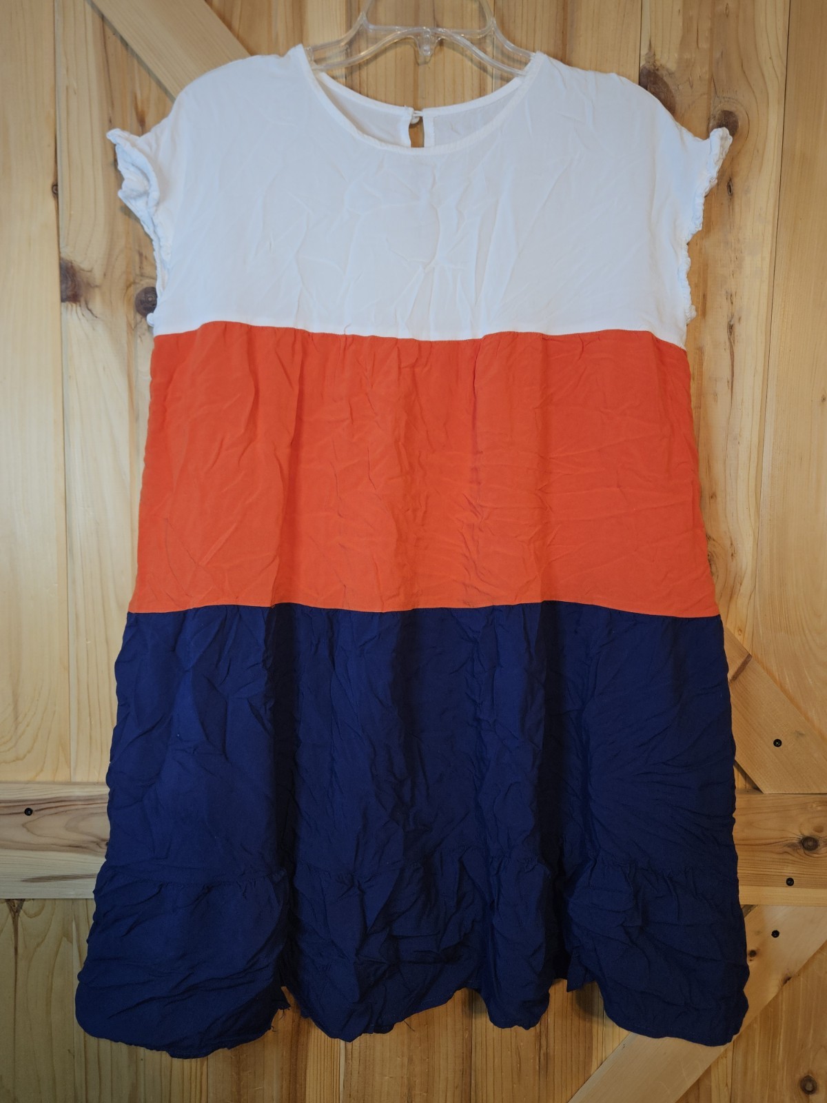 White Orange Blue color block sundress XL unbranded (Fits More Like Large)