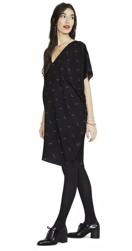 Hatch Maternity Women’s THE SLOUCH DRESS Black Woodland Floral Size O/S NEW