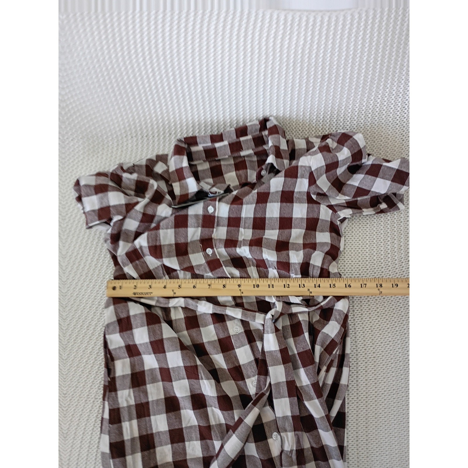 NWT Chartou Gingham Cottagecore Cotton Shirt Dress Midi Button Front Peasant S