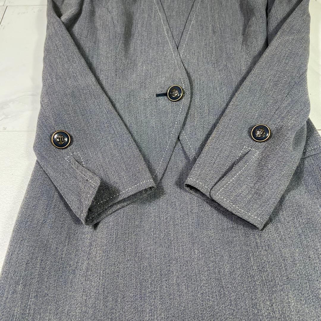 USED DIOR ANCHOR BUTTON PEPLUM SUIT-STYLE DRESS WITH LOGO BUCKLE GOOD