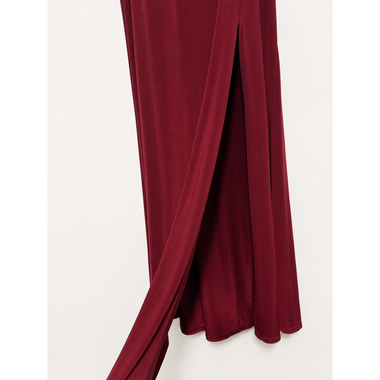 Windsor Burgundy Red Halter Maxi Dress Deep V-Neck High Slit Formal Gown NWT Med