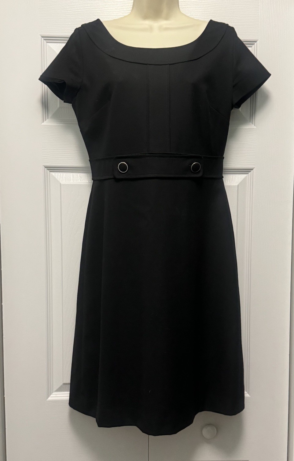 ANN TAYLOR Scoop Neck Cap Sleeve A-line Sheath Dress, Black 6