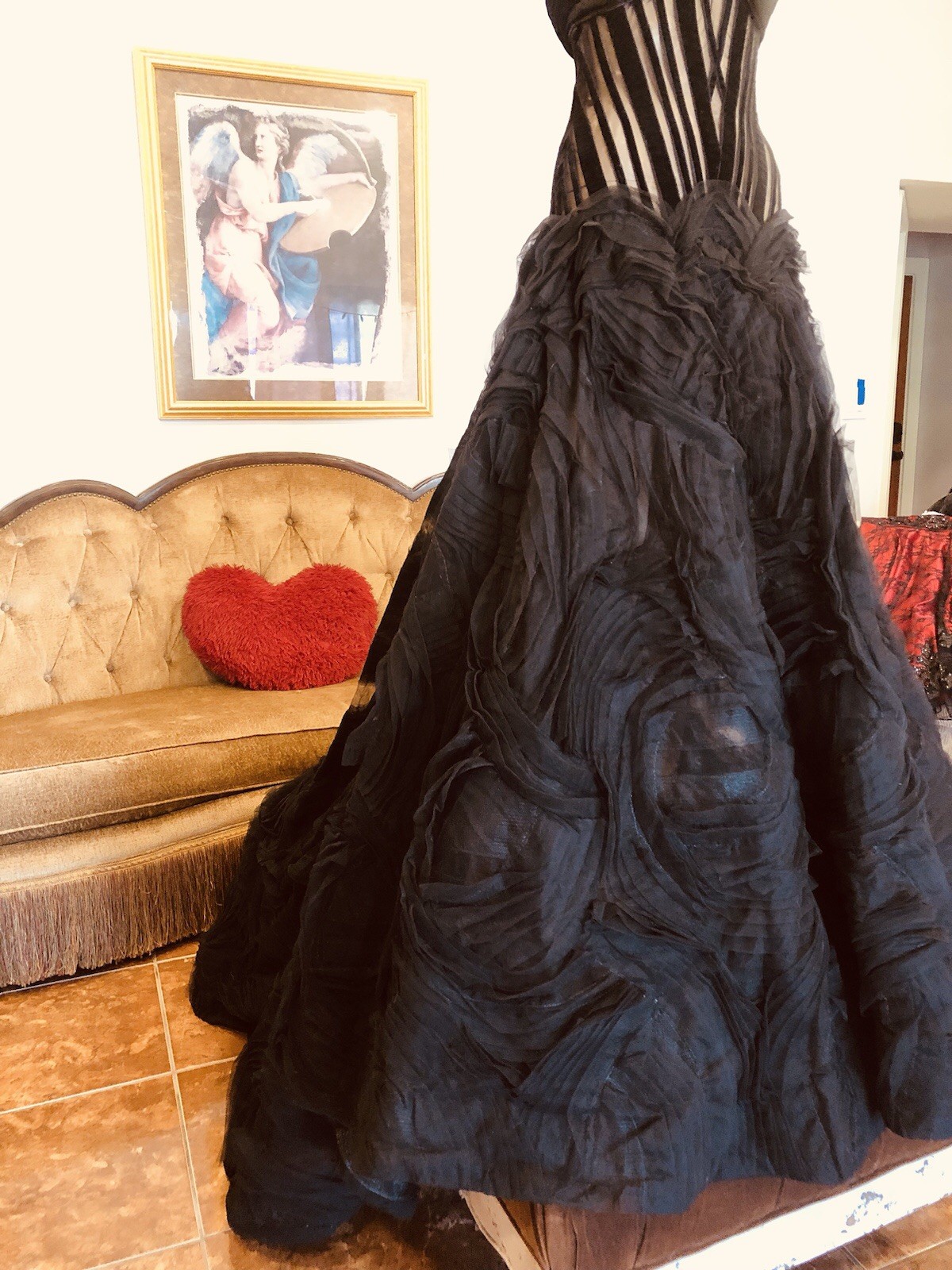 George’s chakra RUNWAY Sheer black Corset Gown Size XS Stunning!