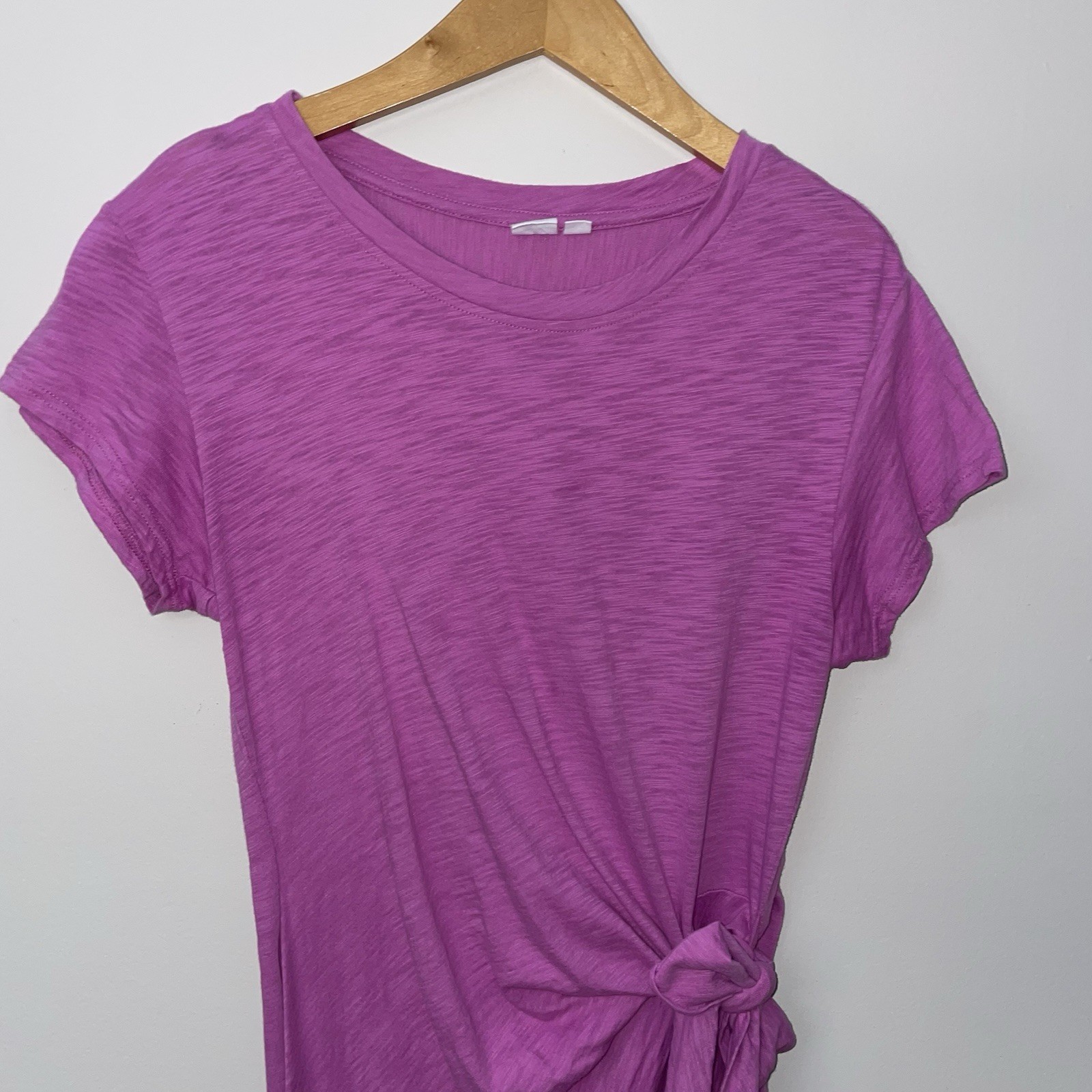 GAP Side Tie T-Shirt Dress Womens Medium Purple Casual Slub Knit Minimalist