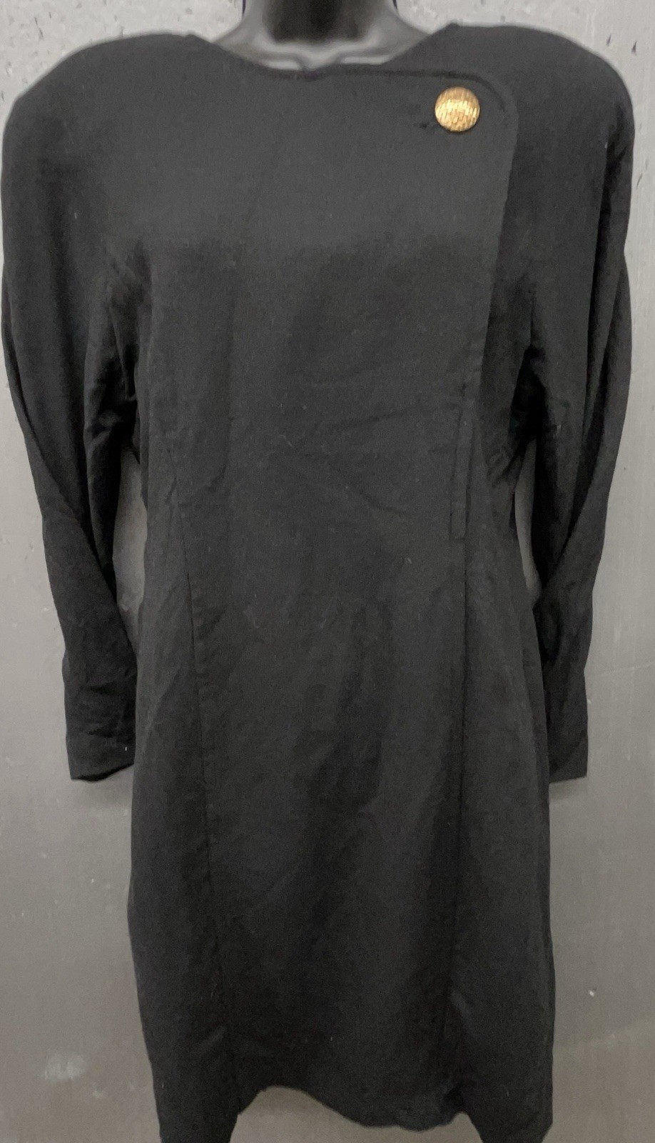 Vtg Talbots Petities Dress 10 Black Wool Gold Button Preppy Chic Classic 80s 90s