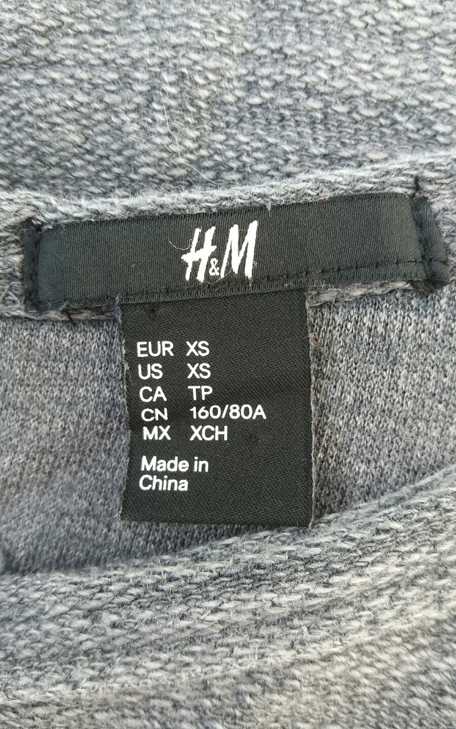 H&M Ladies Size XS 6 8 Grey Zip Back Ethnic Style Tunic Dress Casual Fashion