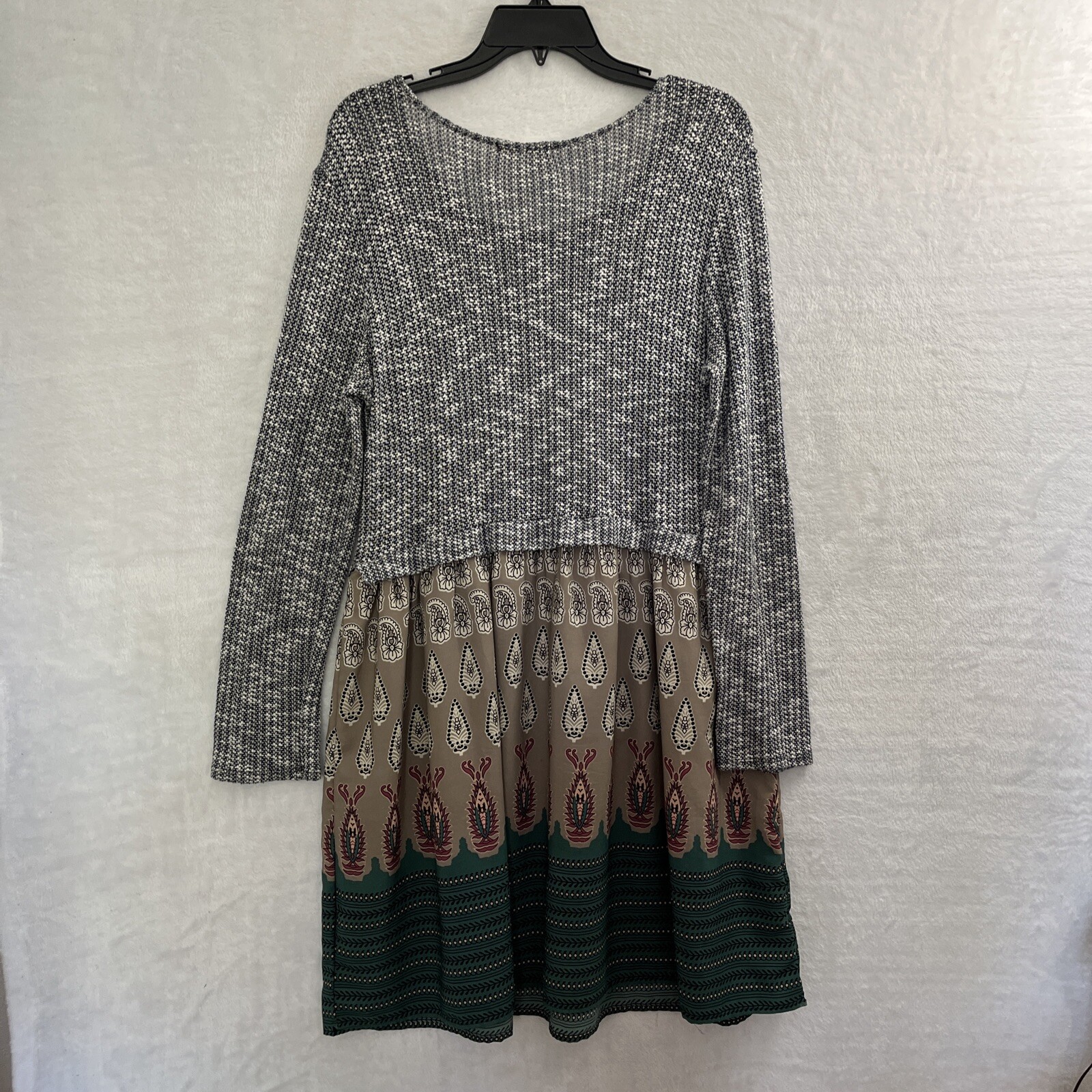 Le Lis Dress Womans Large Geometric Multicolor Semi Sheer Long Sleeve Flaw