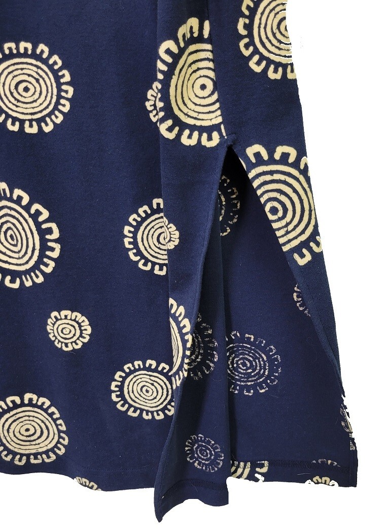 NWT Liz & Co Liz Claiborne Navy primitive print Women’s Navy Maxi Dress Sz L
