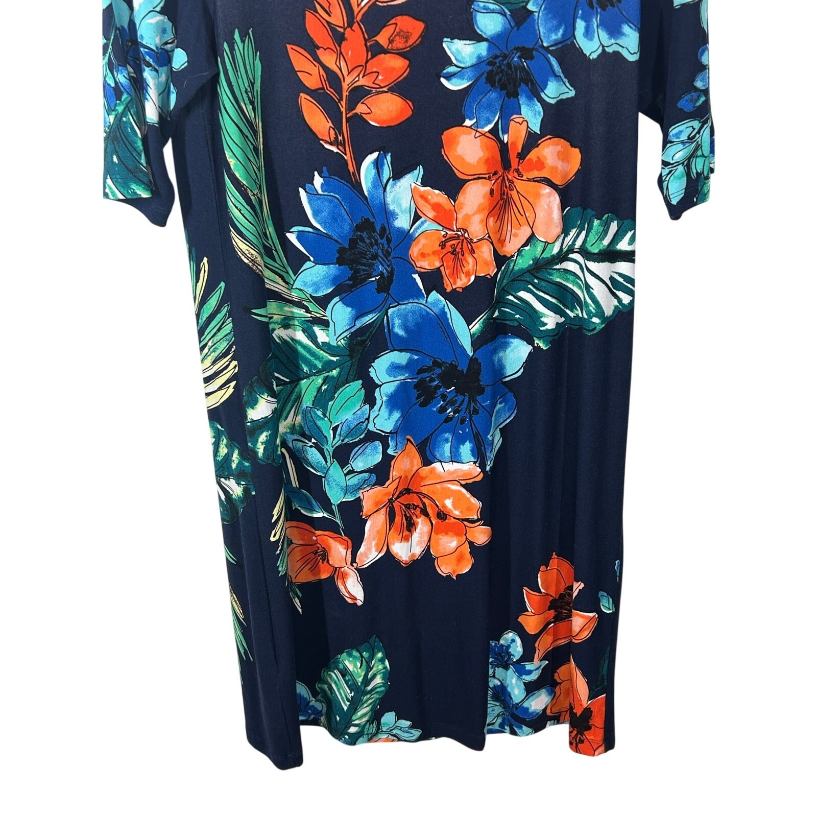 Tommy Bahama Womens Small Tropical Shift Dress Resort Vacation 3/4 Sleeve