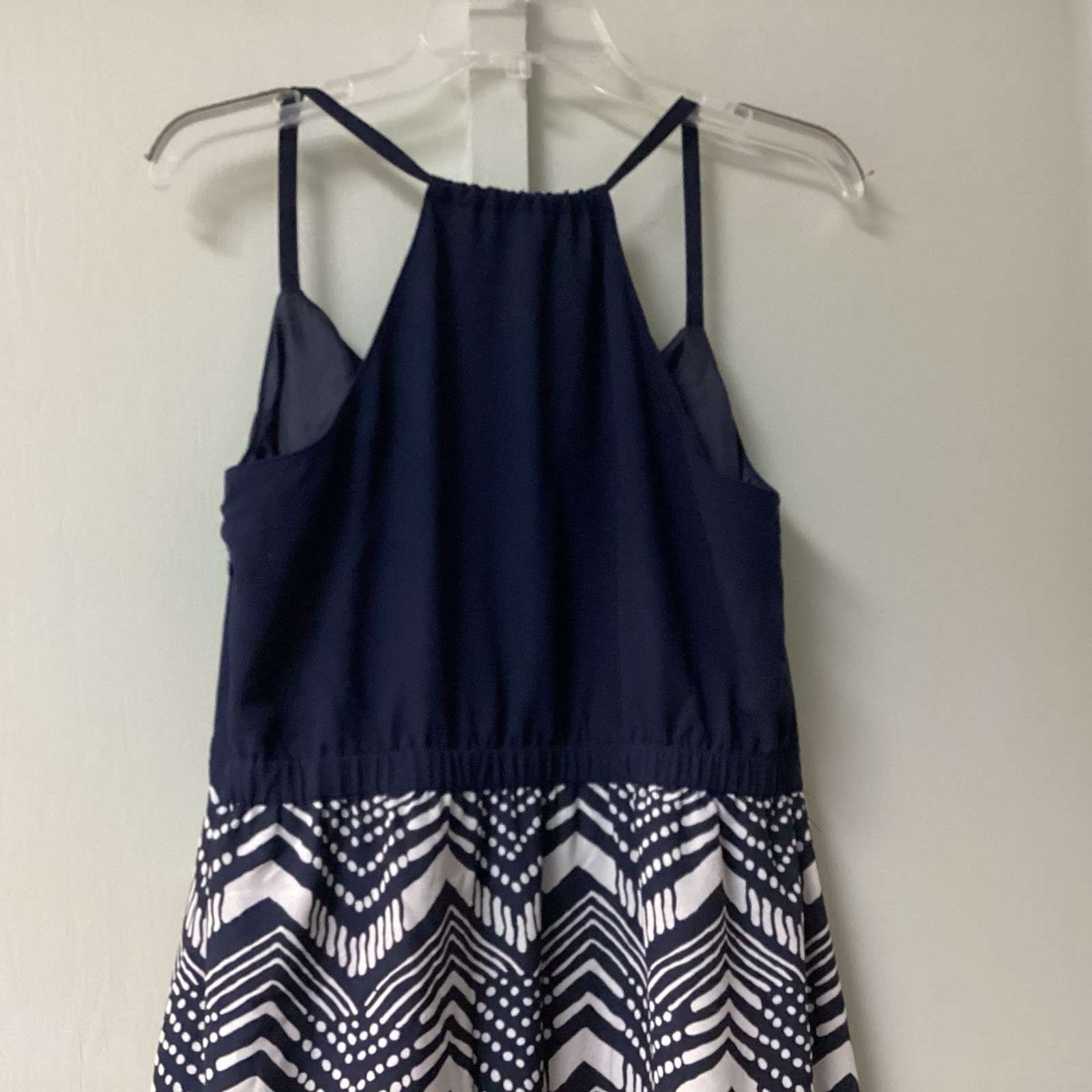 J. Crew Midi Dress Size 10 Petite Halter Polyester Slit Cut Side Zip Navy Lined