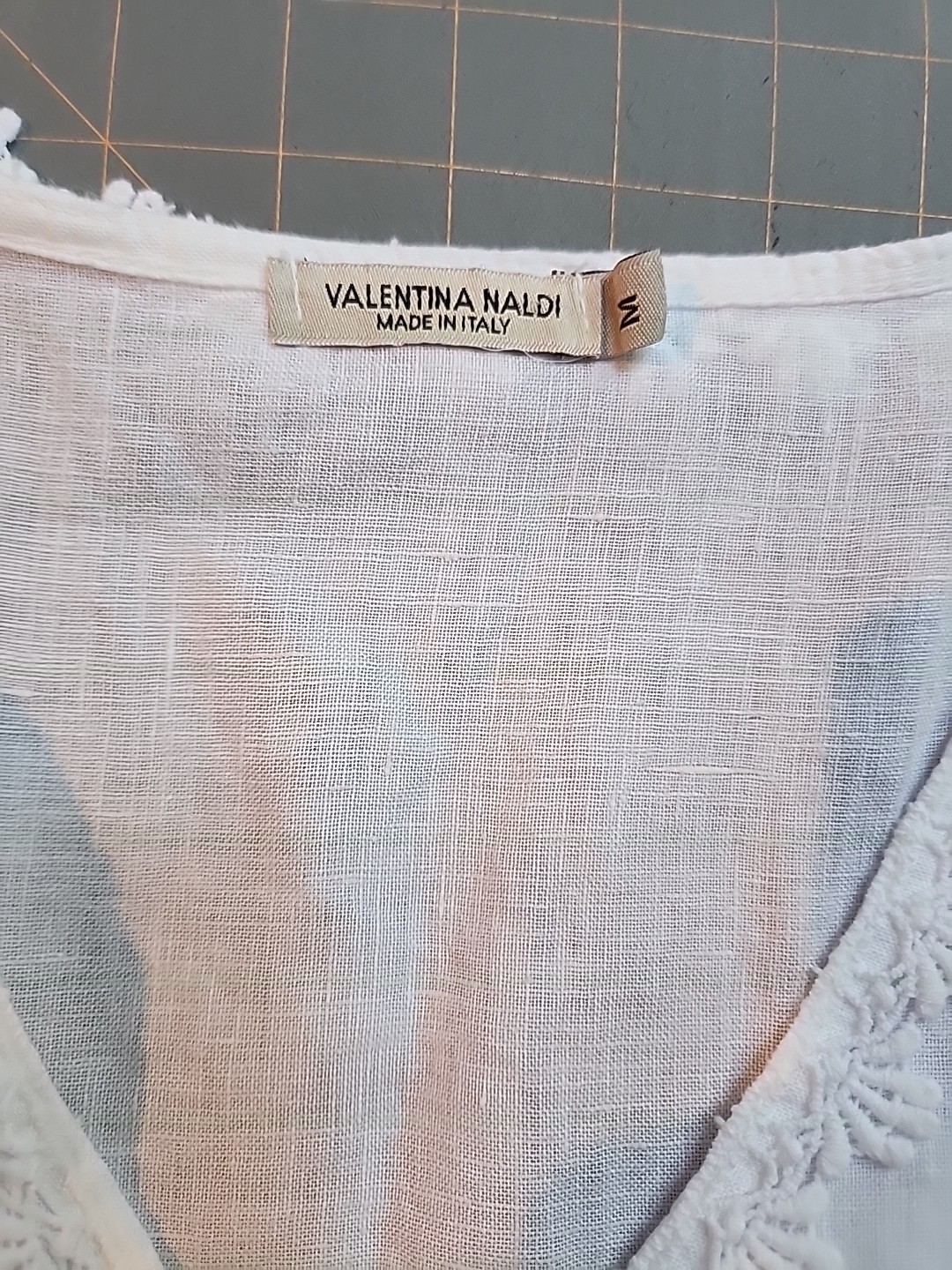 Valentina Naldi Dress White Linen Beach Cover Vacation Short MED Made in Italy