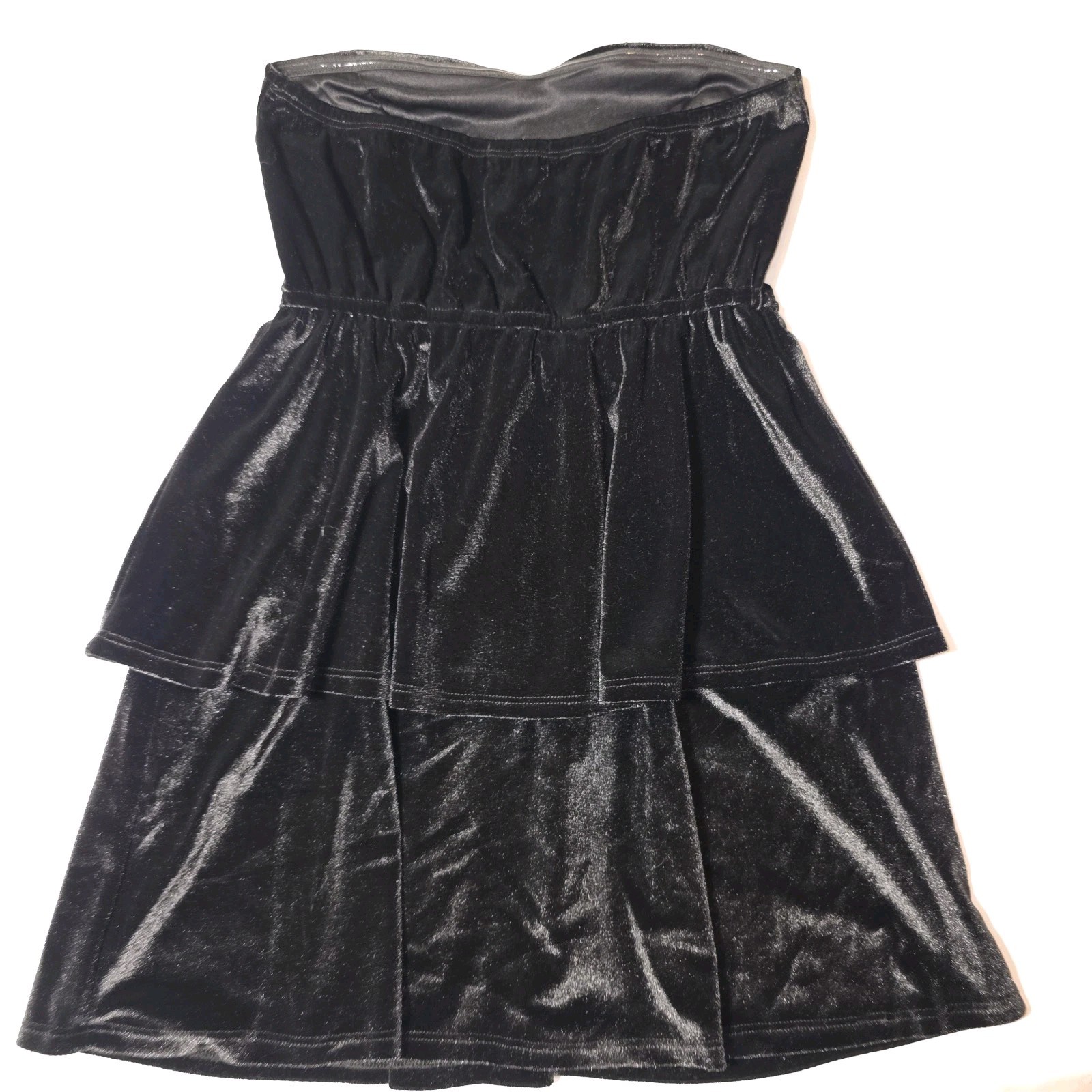 Originality Black Strapless Velvet Ruffle Mini Party Dress Size Small