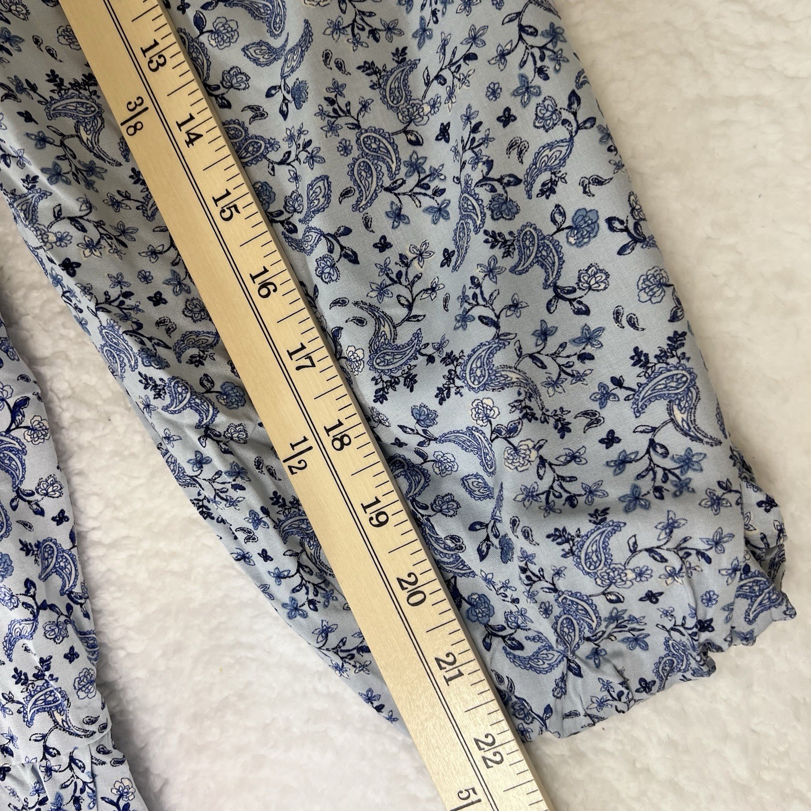 Boho Cottagecore Floral Peasant Dress XXL Smocked Babydoll Blue White