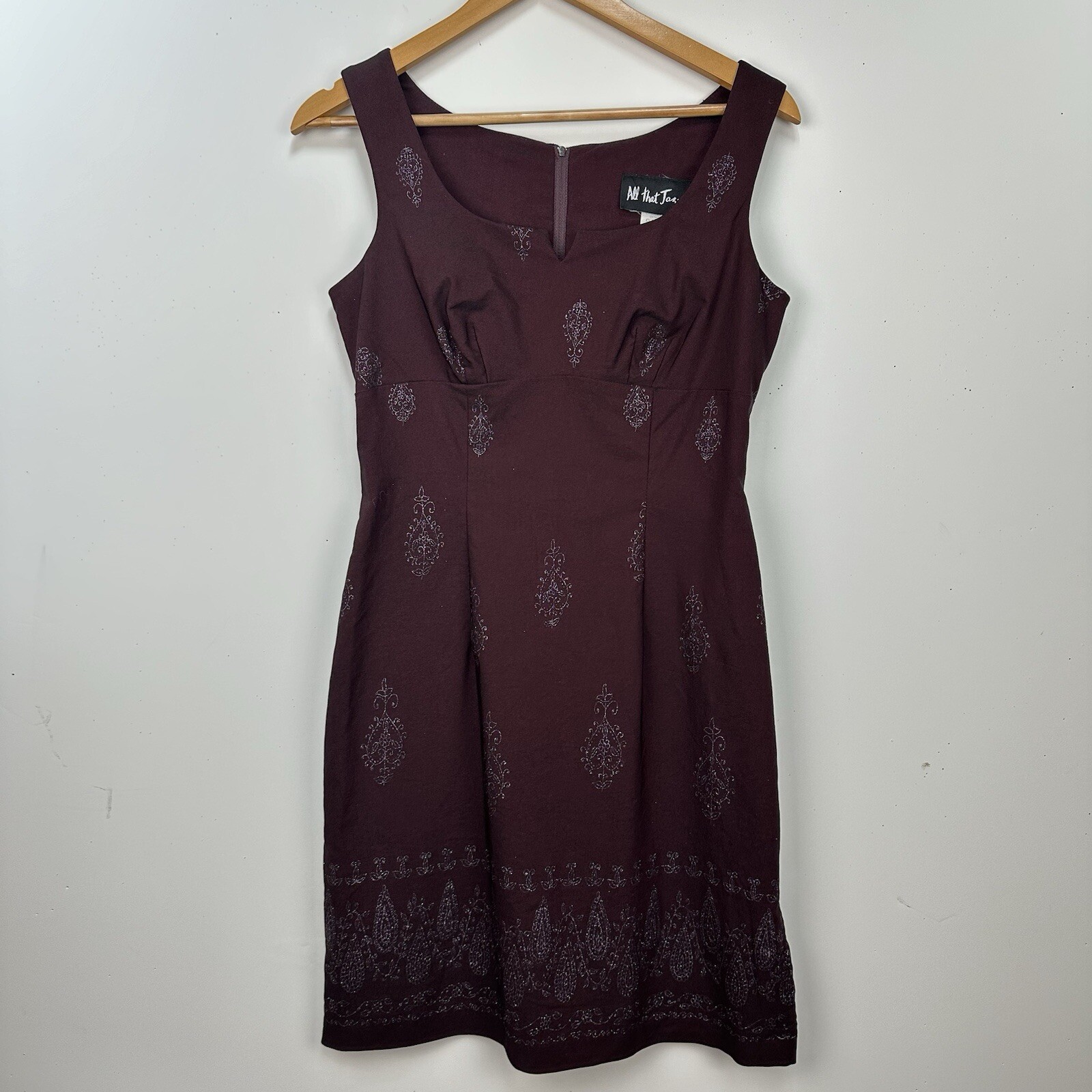 Vtg All That Jazz Dress Sleeveless Maroon Glitter 80s 90s Stretch Whimsigoth 10