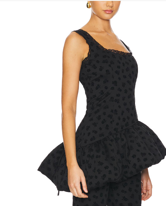 Free People For Love & Lemons Claira Asymmetric Black Mini Dress Top Size M NEW