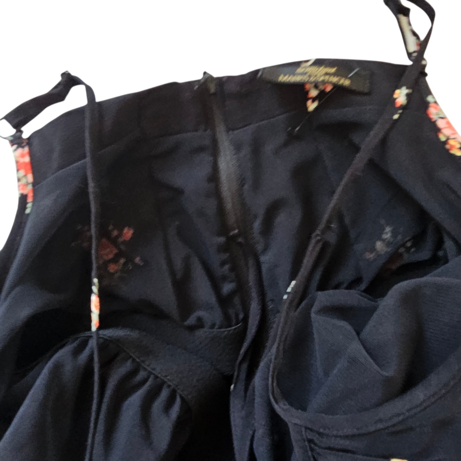 VTG Y2k Marks & Spencer black romantic floral soft grunge slip mini dress 10/12
