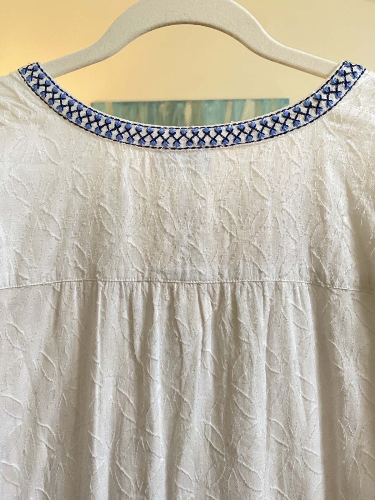 Tommy Bahama White Embroidered Tiered Cotton Dress Size Large