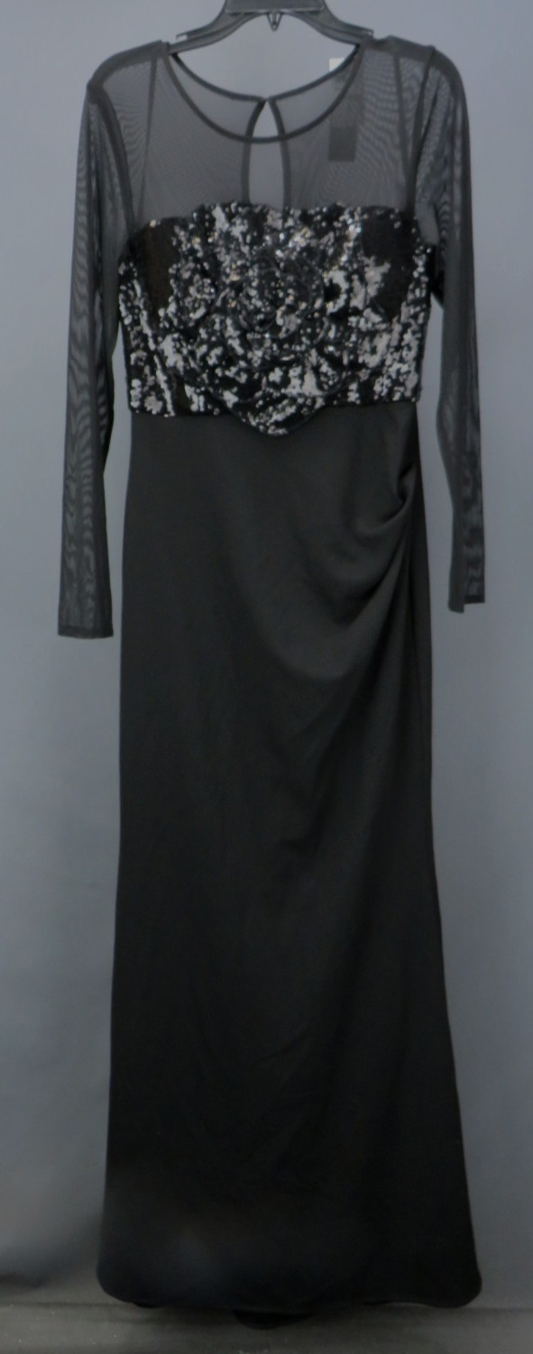 Betsy & Adam Sequined Rosette Illusion Gown MSRP $309 Size 8 # 12B 2524 Blm