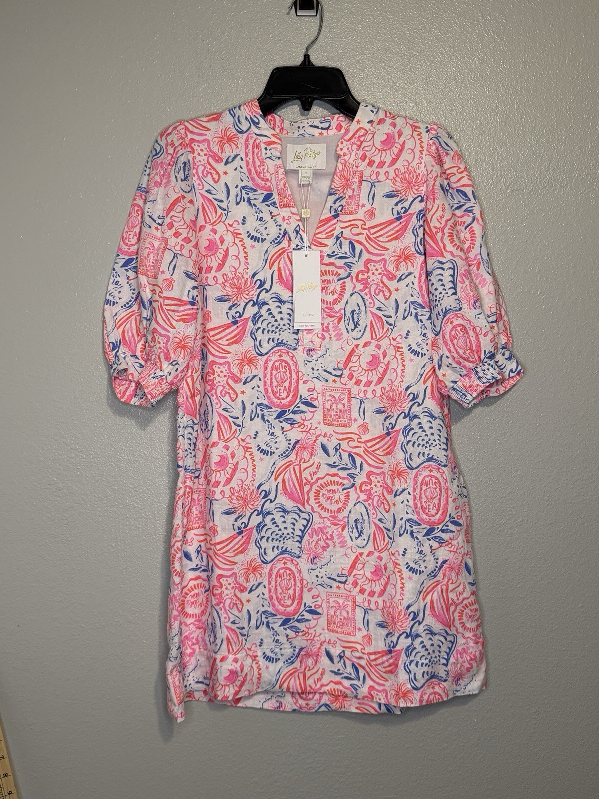 Lilly Pulitzer Mialeigh Lagoon Linen Dress Resort White Lil Sun Sea Sand Size 2
