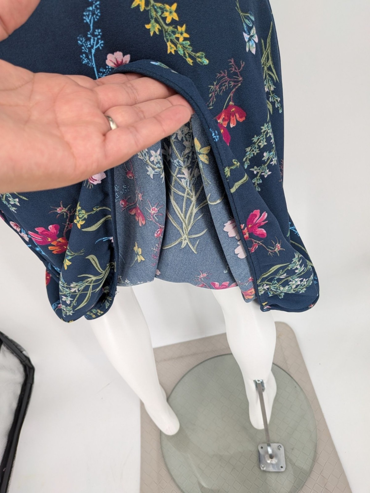 Floral Wrap Midi Dress Cottage Long Sleeve Tie Waist Cottage Office Vacay Medium