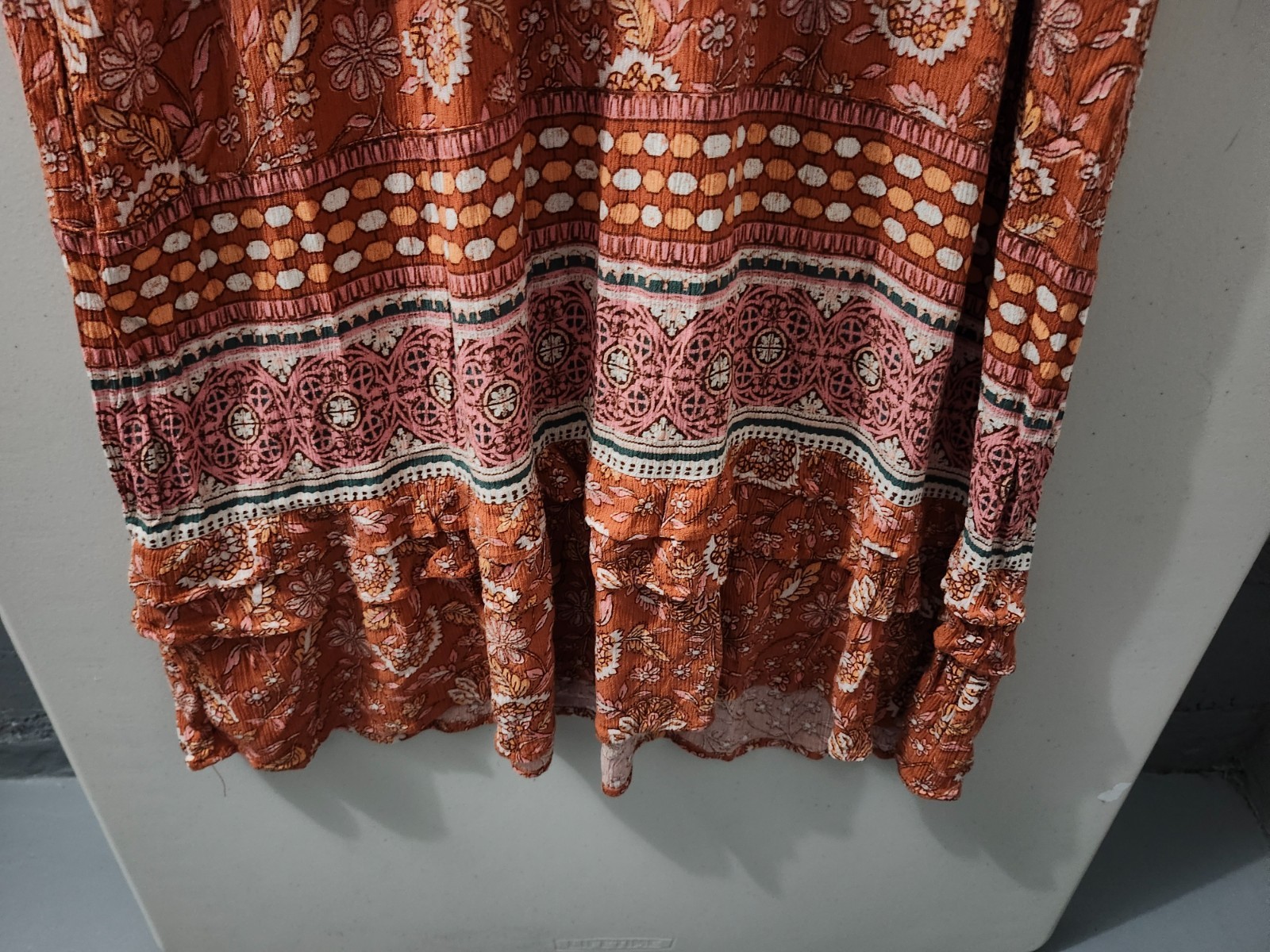 Knox Rose Dress Womens S Orange Rust Flutter Short Sleeve Tier Maxi Floral Boho