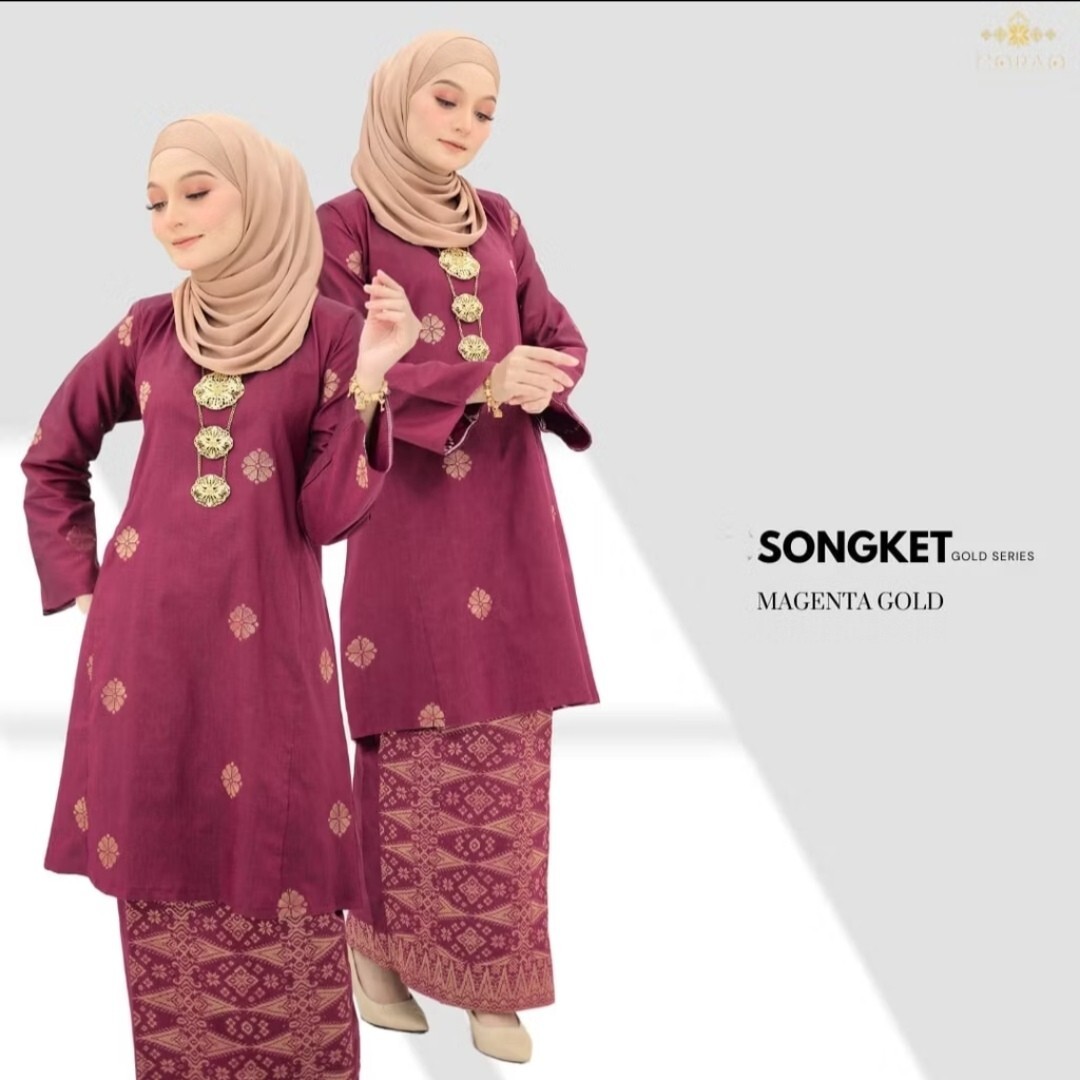 Baju Kurung Songket Pahang Formal Attire Long Sleeve Free Selendang Veil Exp Del