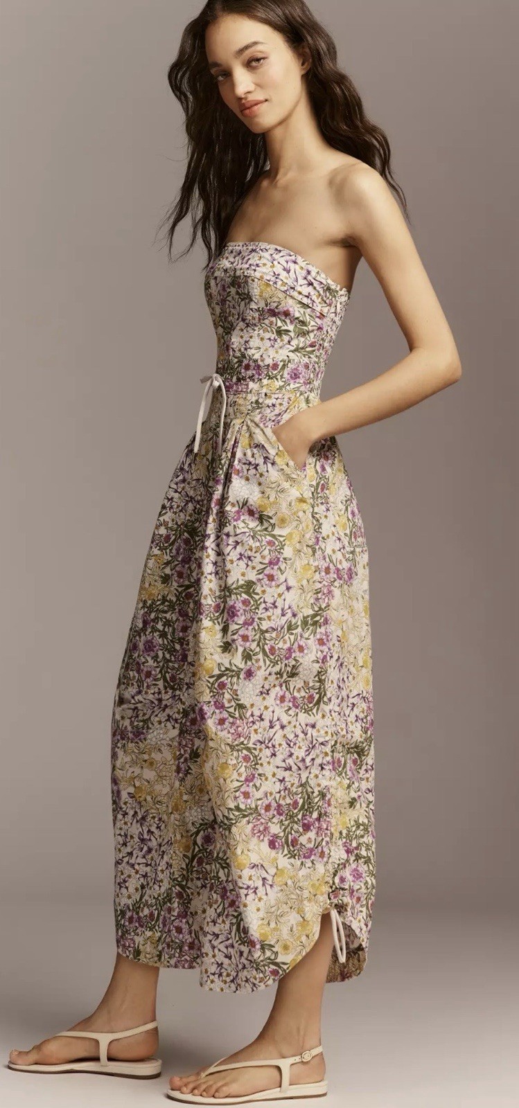 By Anthropologie Strapless Parachute Jumpsuit – Floral Print Size XS NWT