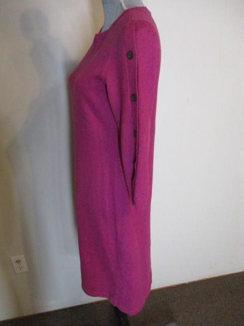 Talbots FAB! Kitty Tweed Round Neck Shift Sweater Dress in Pink S