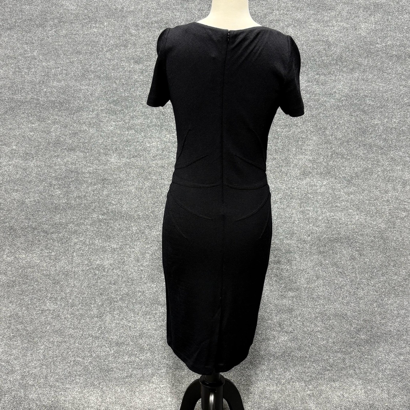 St. John Collection Dress Womens 4 Black Knit Chevron Sheath Midi