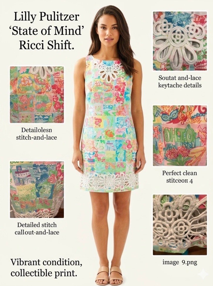 HOLY! Lilly Pulitzer STATE OF MIND Patchwork 50 States Ricci Shift Dress Size 0