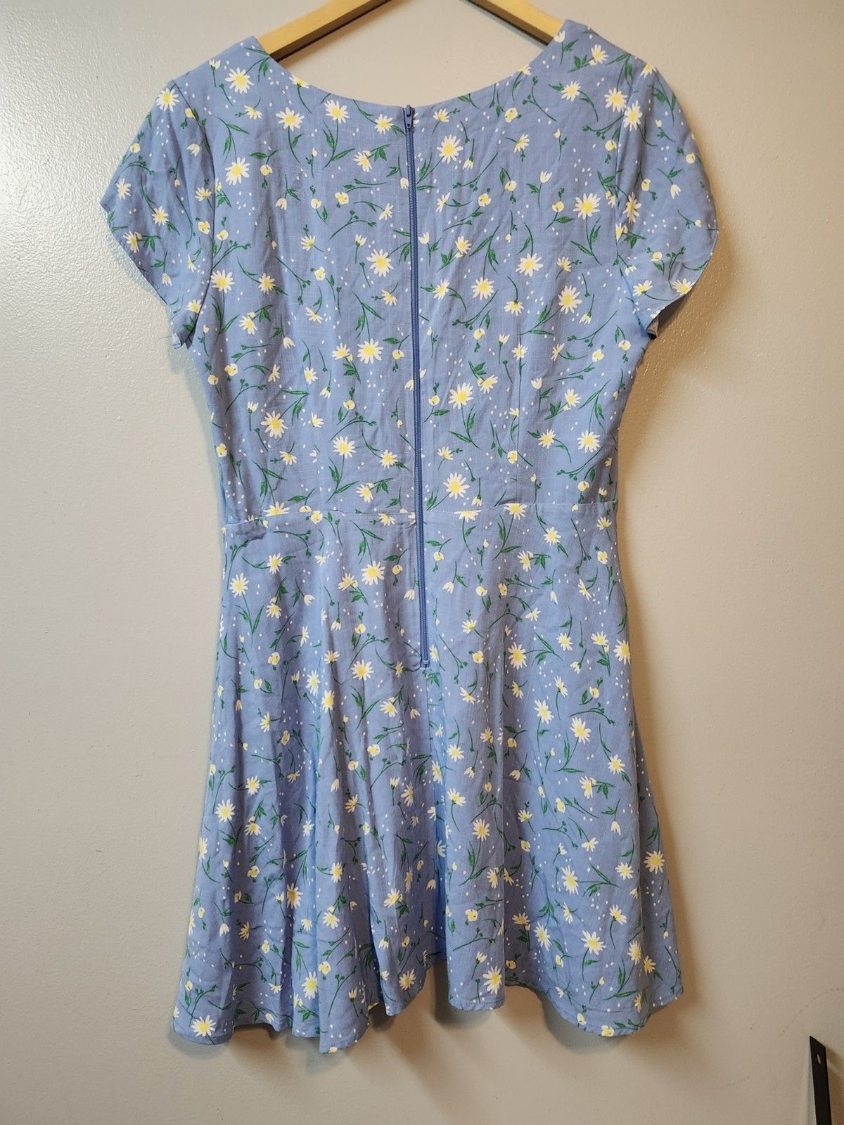 Copper Key Womens Blue Floral Print Fit And Flare Dress Size Large