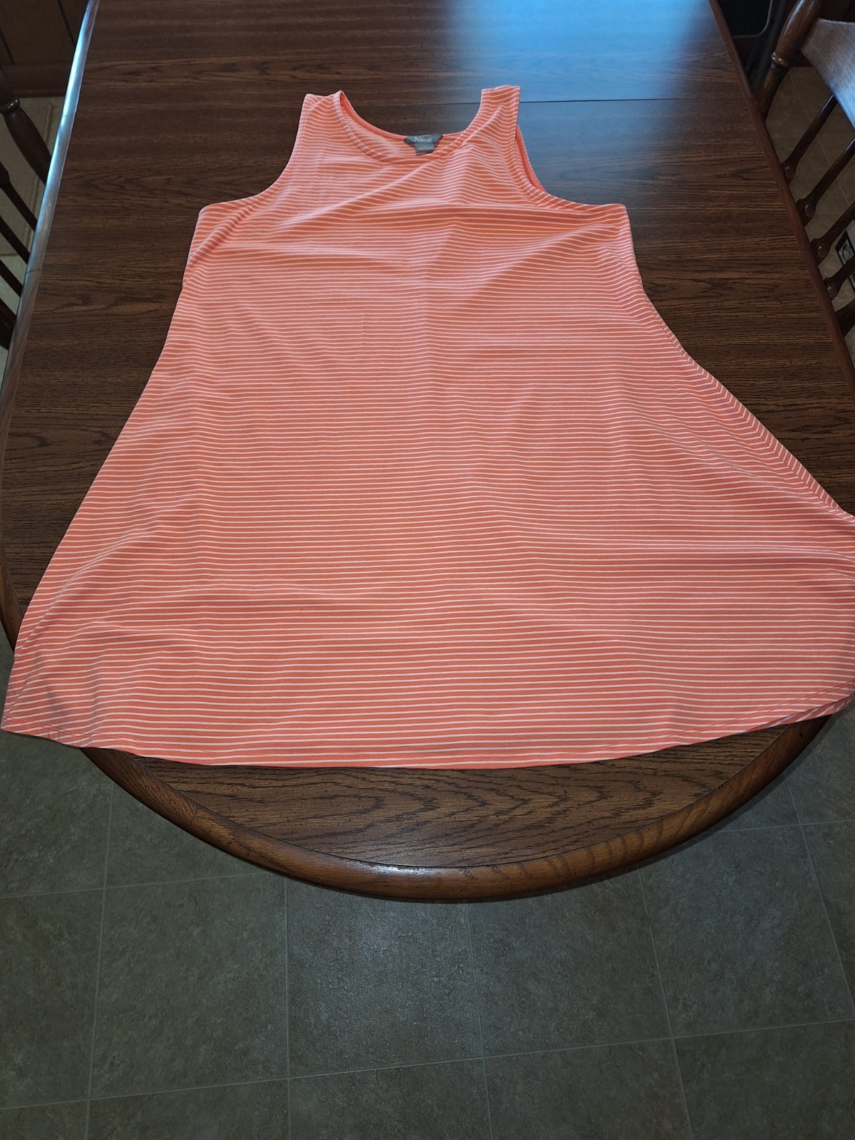 Naturals Women’s Coral And White Sleeveless Striped Tank Dress Size XXL