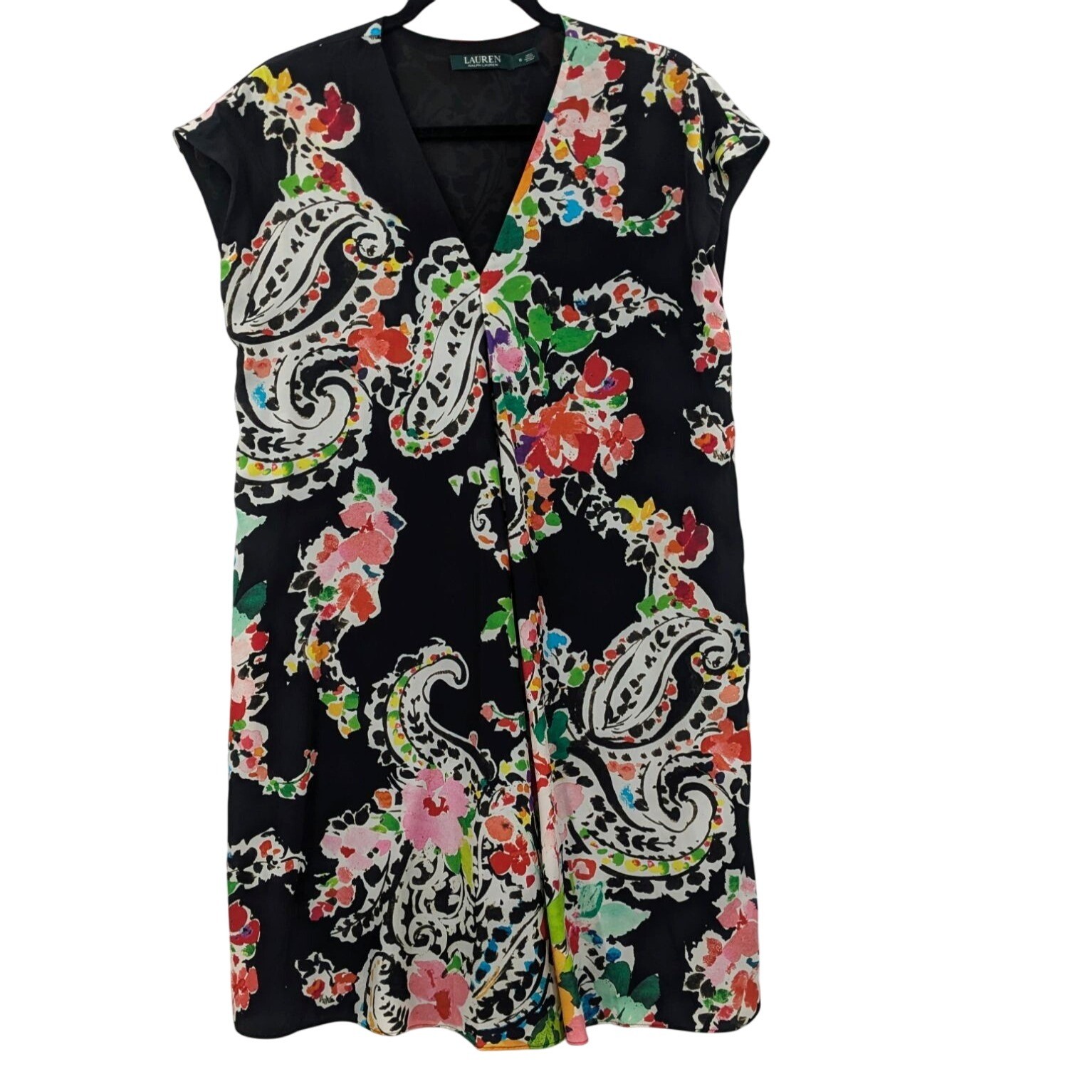 Lauren Ralph Lauren Floral Tunic Dress Shift Paisley Resort Office Boho Size 6
