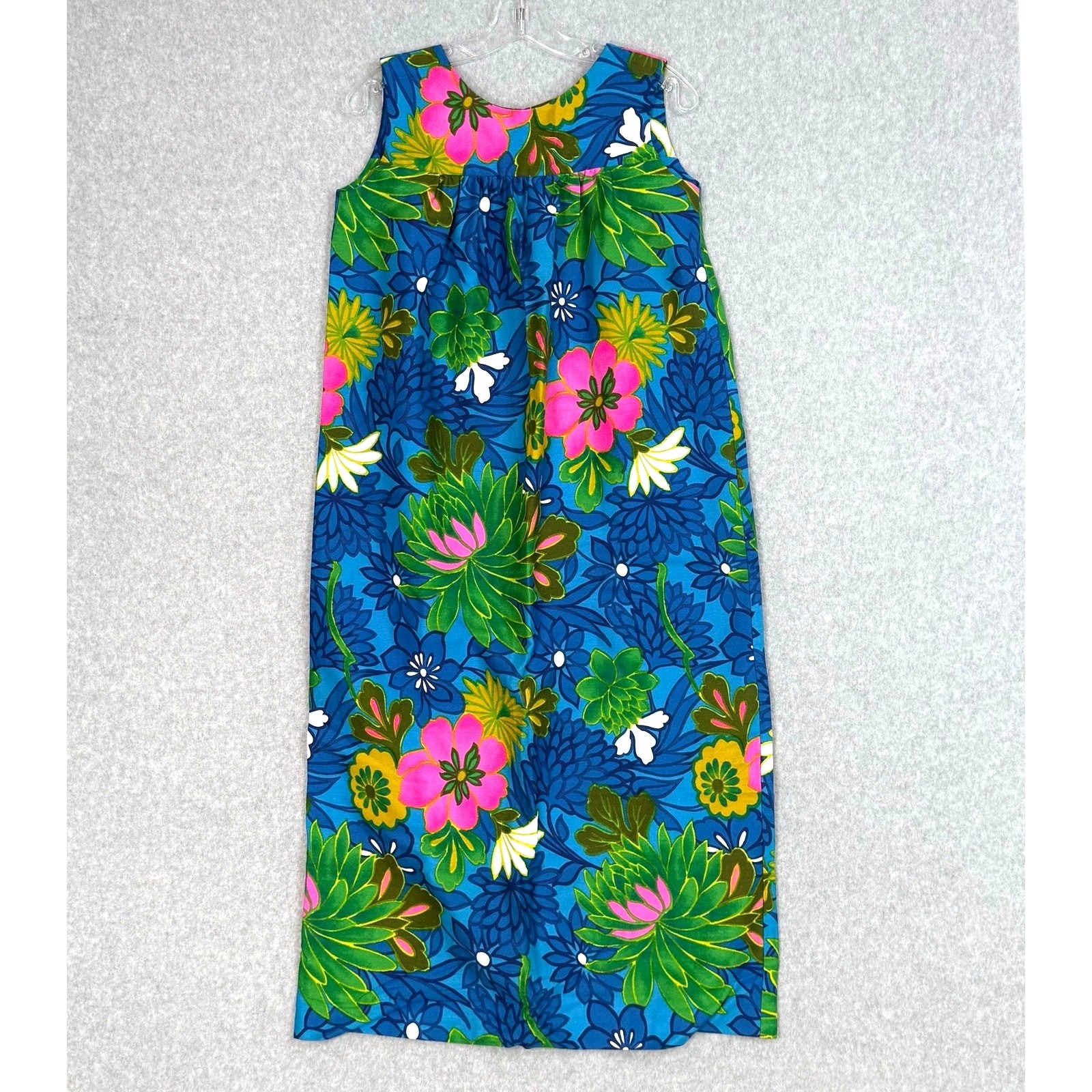 Vtg 70s Karen Ann Hawaiian Dress Size 14 Vibrant Tropical Floral Betty Draper