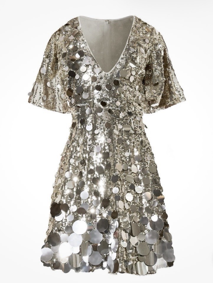 Boston Proper Glamour Paillette Dress NWT Silver Sequin A-Line Size 10